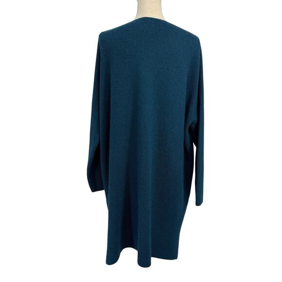 Eskandar Cashmere 3/4 Sleeve Long Tunic Sweater O/S One size Dark Teal - Picture 5 of 12
